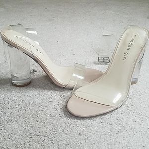 7.5 Madden Girl lucite clear heel sandal